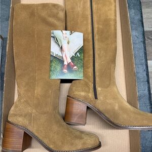 Patina suede ladies knee-high boots